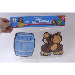 Monkeys and Barrels Cut-out Buddies, Paper Figures, Party Decor, ~ 250113-WH 33